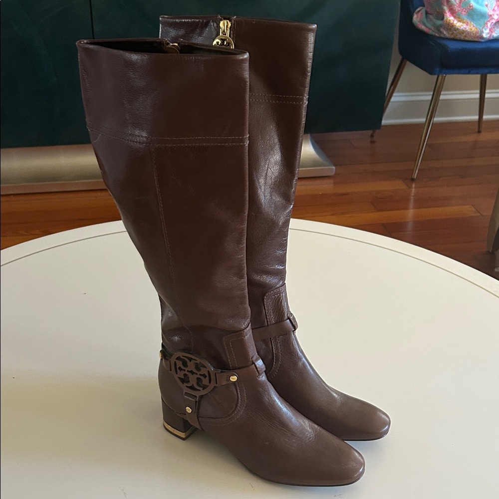 Tory Burch Brown Leather Knee-High Boots